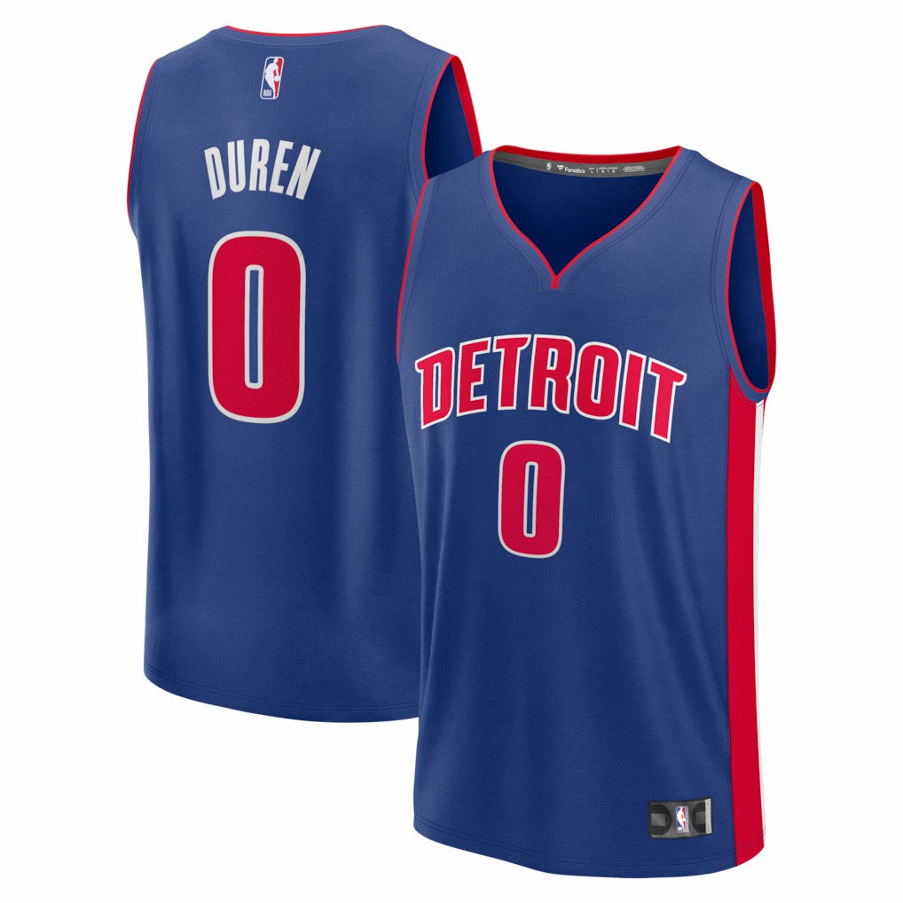 Fanatics Jalen Duren Detroit Pistons Fast Break Replica Jersey Icon Editi- Blue