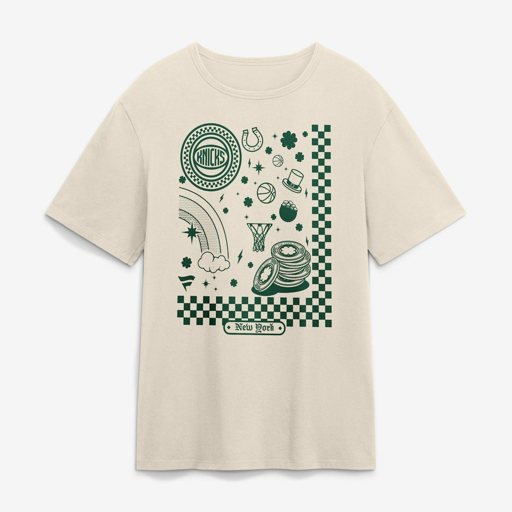 New York Knicks St. Patrick's Day Charms T-Shirt Cream
