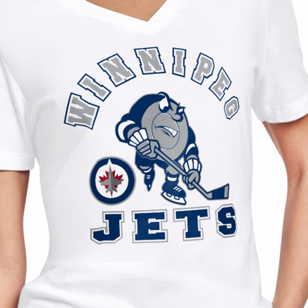 Winnipeg Jets Starter Women's Tough Puck T-Shirt - White | NHL Clearance