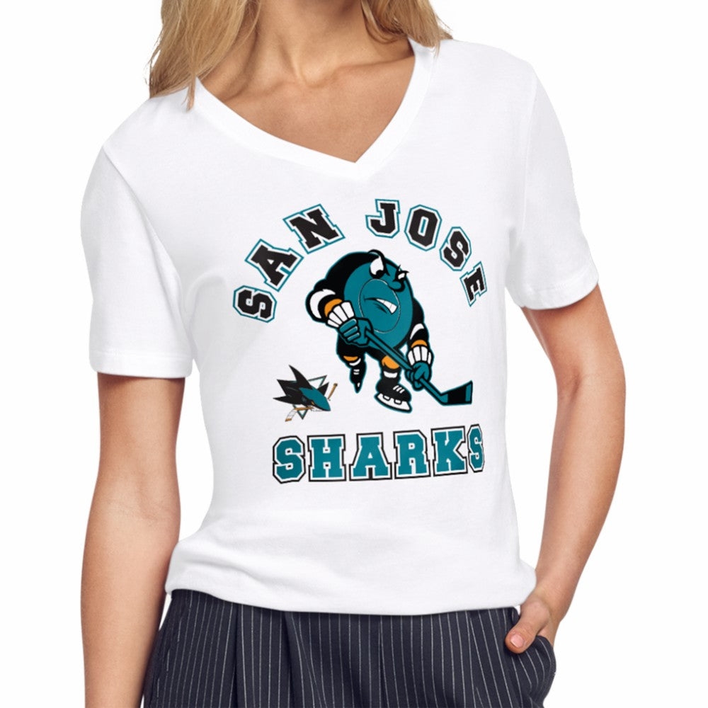 San Jose Sharks Starter Women's Tough Puck T-Shirt - White | NHL near me