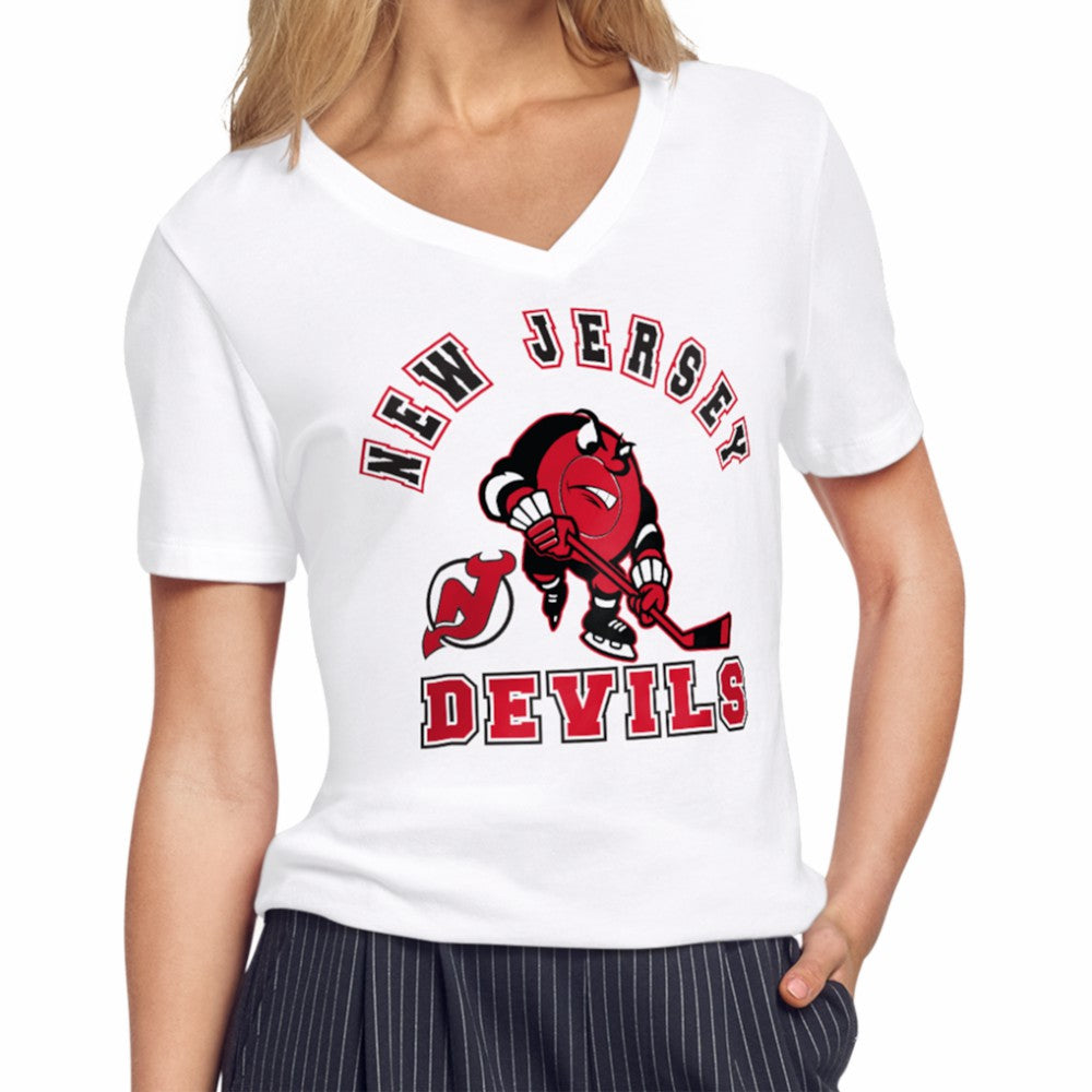 New Jersey Devils Starter Women's Tough Puck T-Shirt - White | NHL Clearance