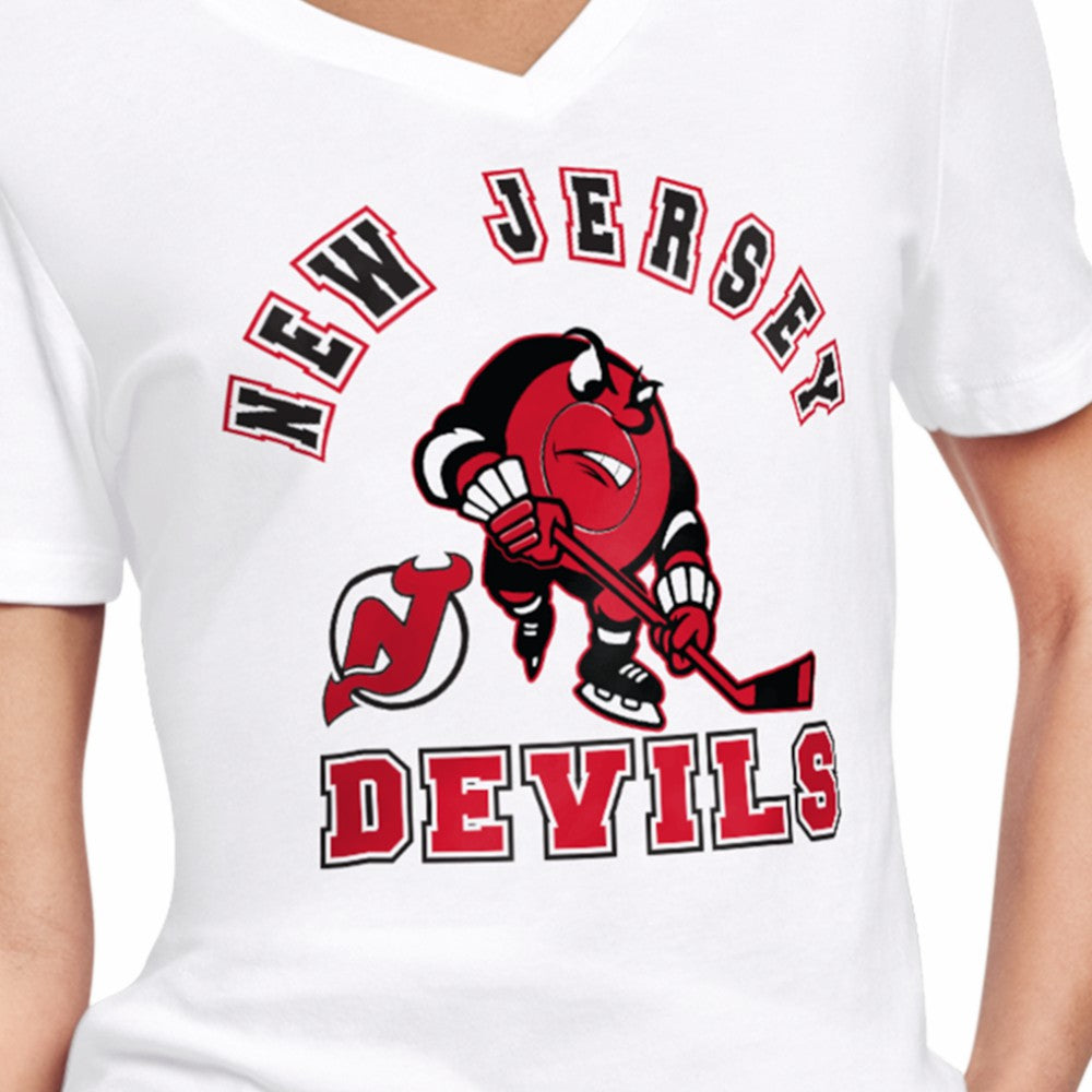 New Jersey Devils Starter Women's Tough Puck T-Shirt - White | NHL Clearance