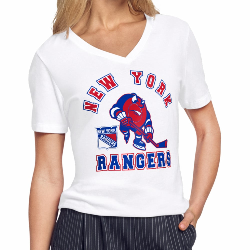 New York Rangers Starter Women's Tough Puck T-Shirt - White | NHL Clearance