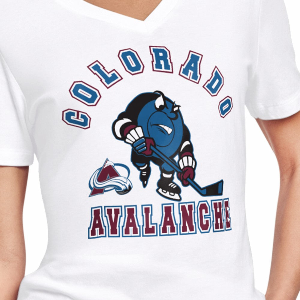 Colorado Avalanche Starter Women's Tough Puck T-Shirt - White | NHL Clearance