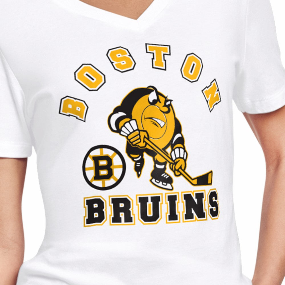 Boston Bruins Starter Women's Tough Puck T-Shirt - White | NHL Lifestyle