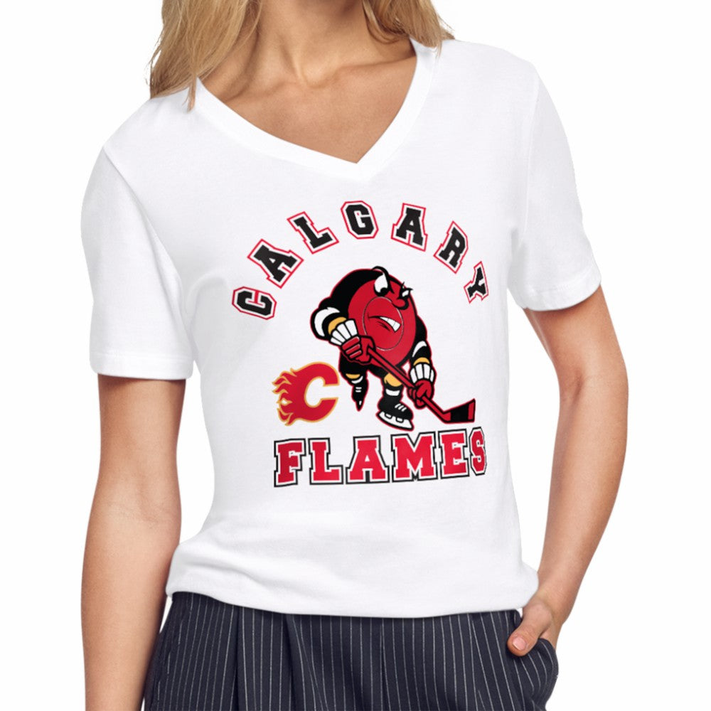 Calgary Flames Starter Women's Tough Puck T-Shirt - White | NHL on sale
