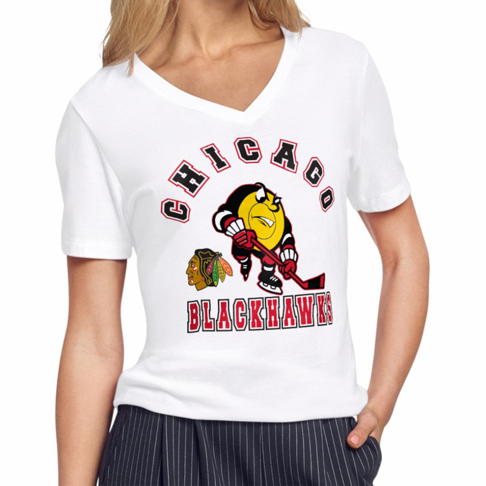 Chicago Blackhawks Starter Women's Tough Puck T-Shirt - White | NHL Clearance