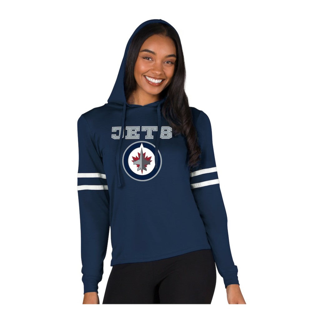 Winnipeg Jets Concepts Sport Women's Marathon Long-Sleeve Hooded T-Shirt - Navy | NHL near me