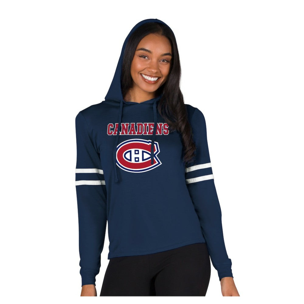 Montreal Canadiens Concepts Sport Women's Marathon Long-Sleeve Hooded T-Shirt - Navy | NHL online