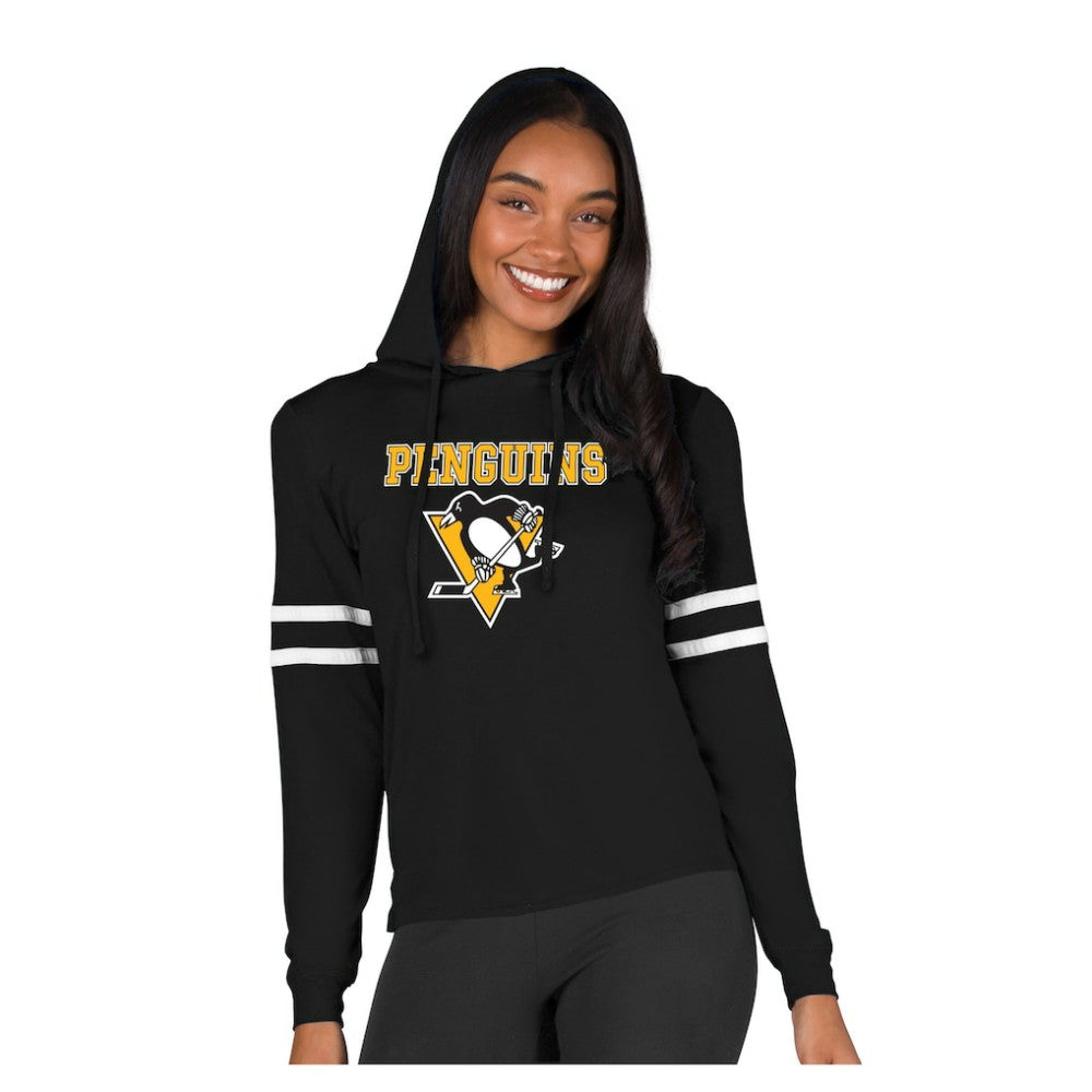 Pittsburgh Penguins Concepts Sport Women's Marathon Long-Sleeve Hooded T-Shirt - Black | NHL on sale