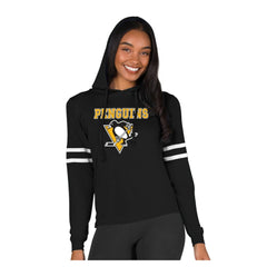 Pittsburgh Penguins Concepts Sport Women's Marathon Long-Sleeve Hooded T-Shirt - Black | NHL on sale