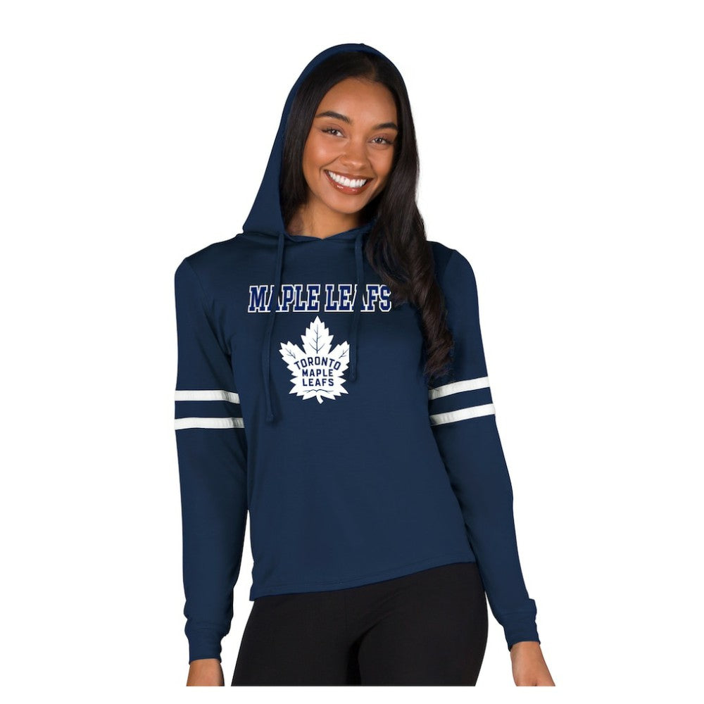 Toronto Maple Leafs Concepts Sport Women's Marathon Long-Sleeve Hooded T-Shirt - Navy | NHL near me