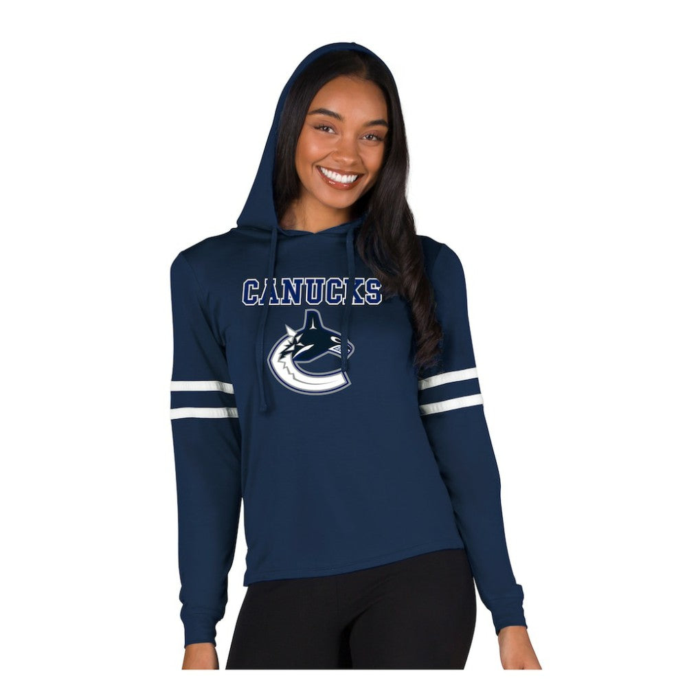 Vancouver Canucks Concepts Sport Women's Marathon Long-Sleeve Hooded T-Shirt - Navy | NHL on sale
