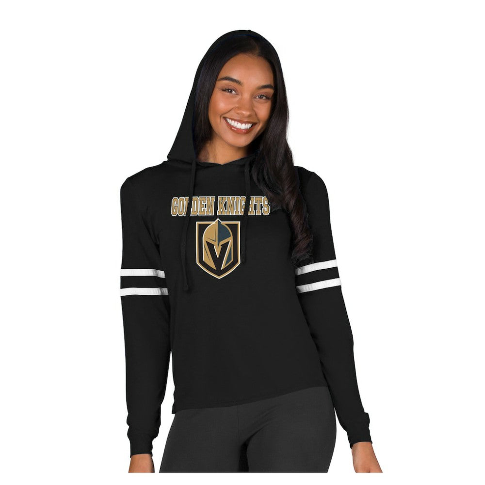 Vegas Golden Knights Concepts Sport Women's Marathon Long-Sleeve Hooded T-Shirt - Black | NHL Clearance