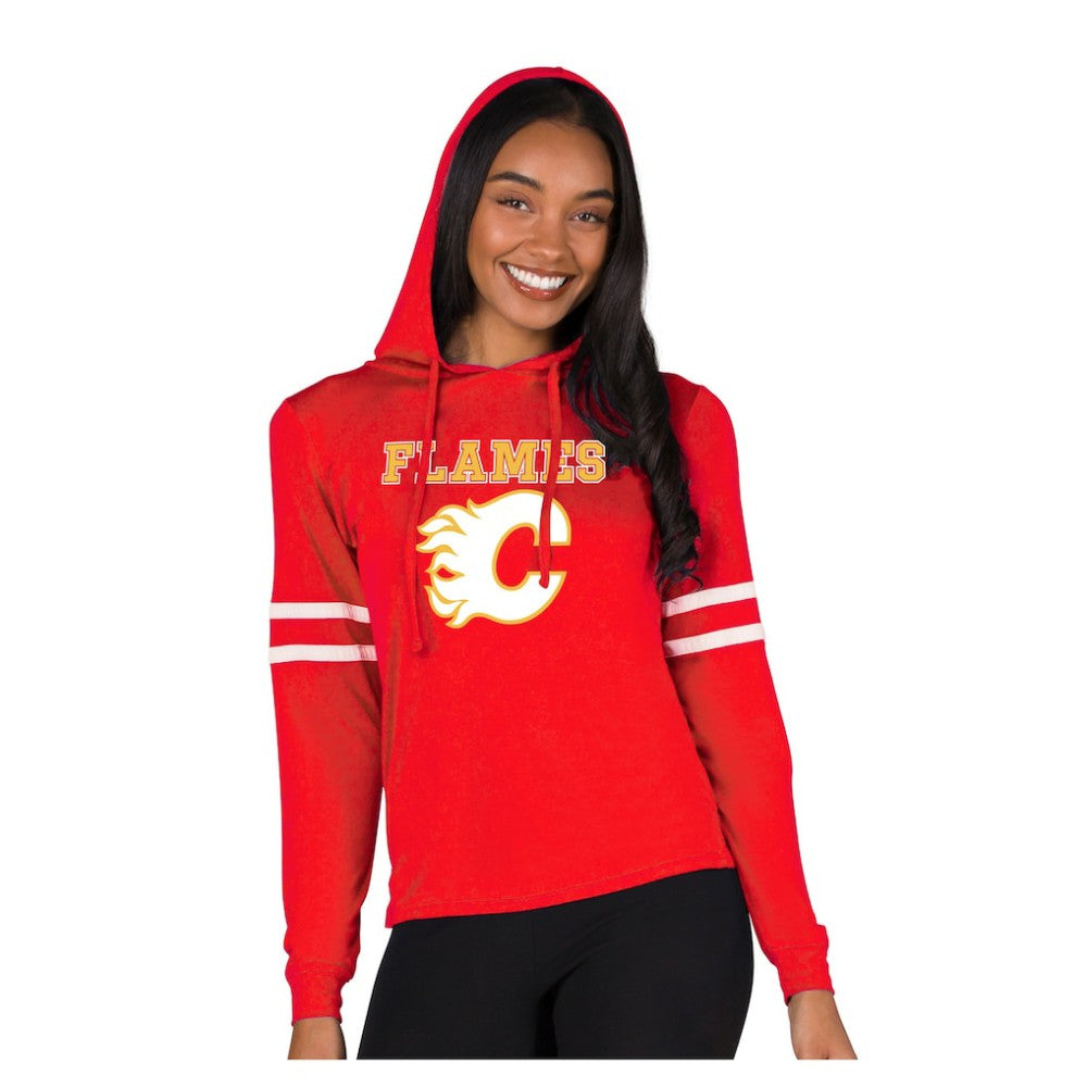 Calgary Flames Concepts Sport Women's Marathon Long-Sleeve Hooded T-Shirt - Red | NHL near me