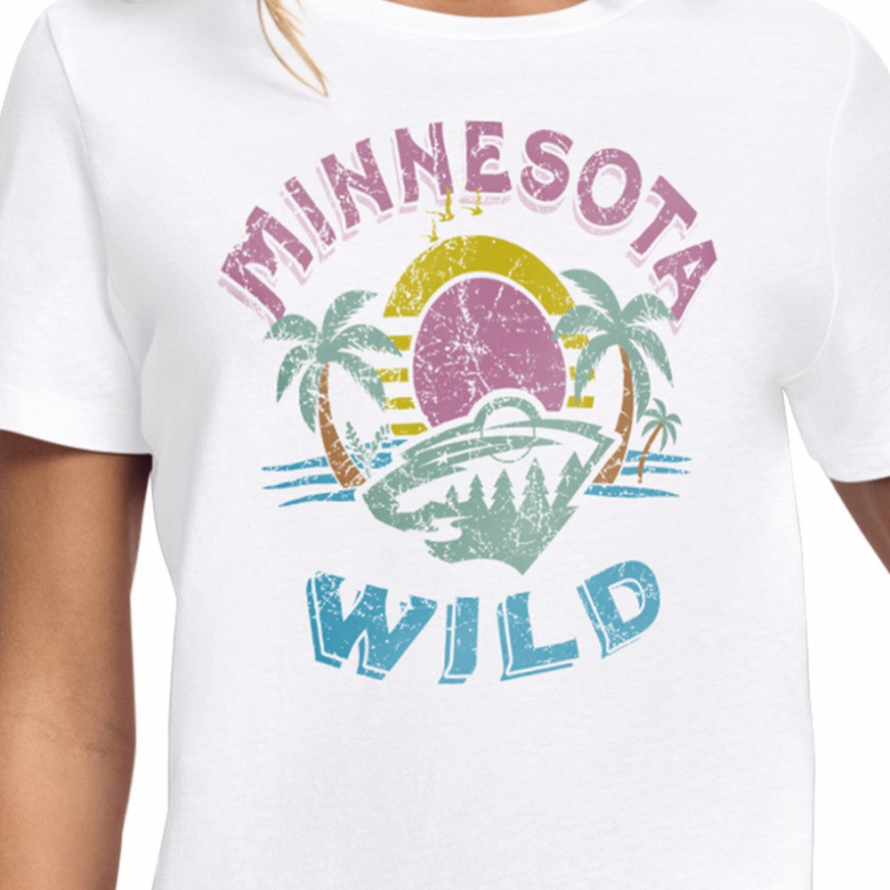 Minnesota Wild Starter Women's Tonal Beach T-Shirt - White | NHL Lifestyle