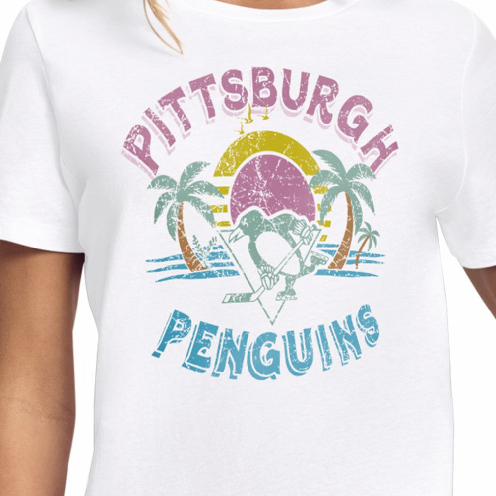 Pittsburgh Penguins Starter Women's Tonal Beach T-Shirt - White | NHL Clearance