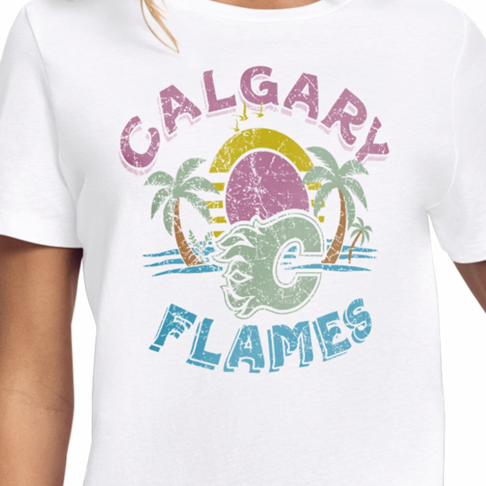Calgary Flames Starter Women's Tonal Beach T-Shirt - White | NHL on sale