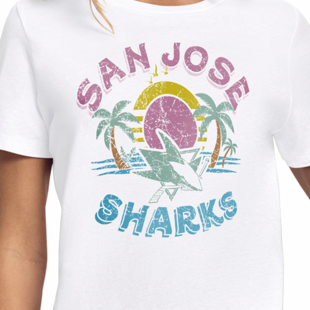 San Jose Sharks Starter Women's Tonal Beach T-Shirt - White | NHL on sale