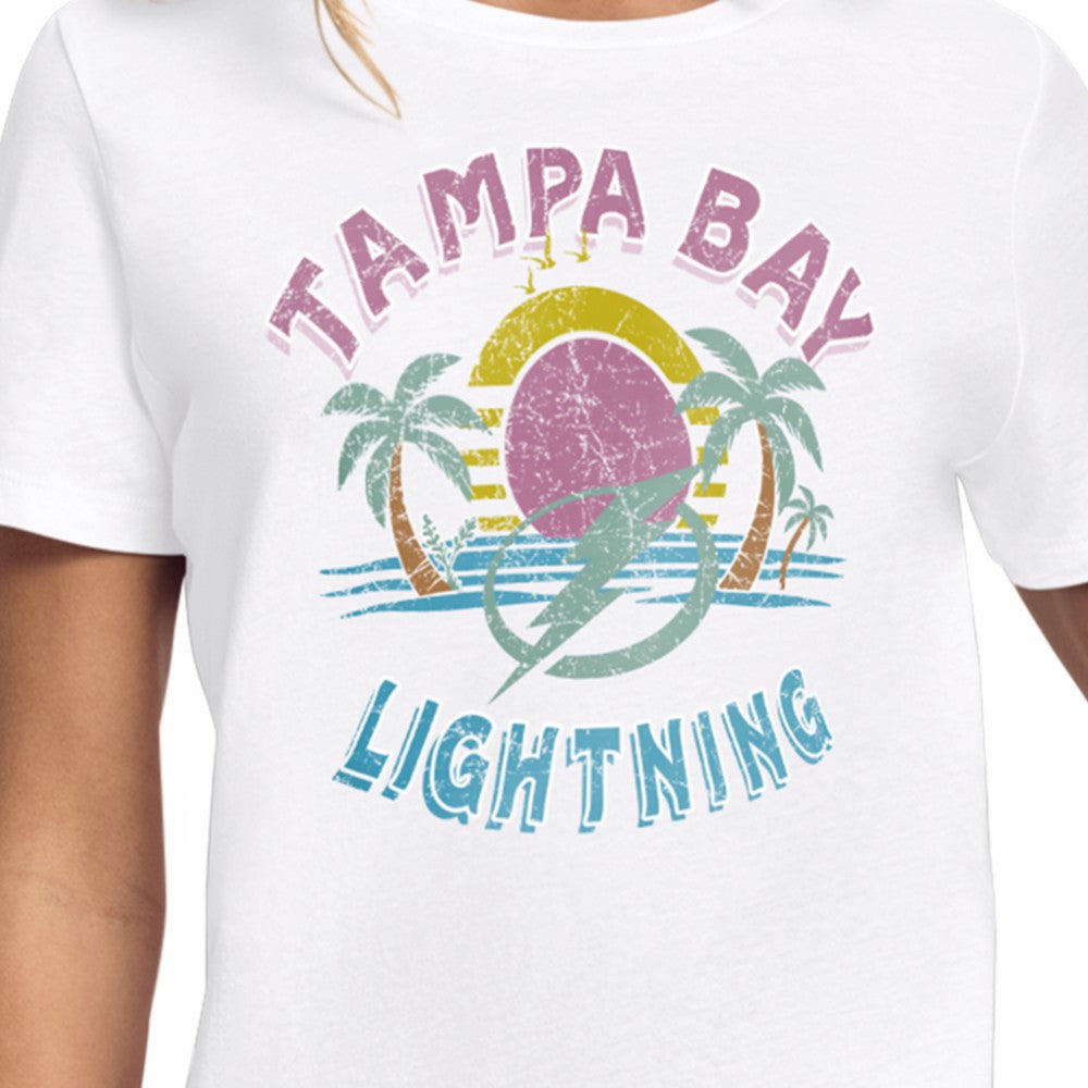 Tampa Bay Lightning Starter Women's Tonal Beach T-Shirt - White | NHL Lifestyle