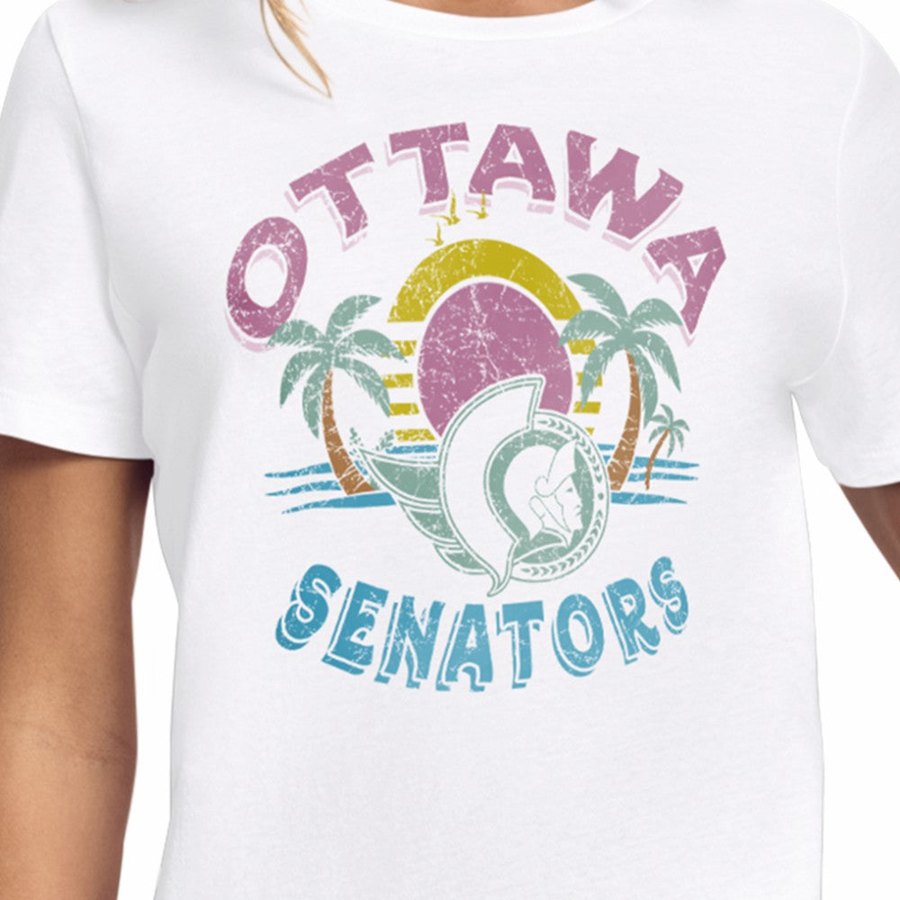 Ottawa Senators Starter Women's Tonal Beach T-Shirt - White | NHL Clearance