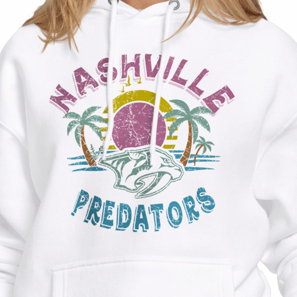 Nashville Predators Starter Women's Tonal Beach Hoodie - White | NHL Lifestyle