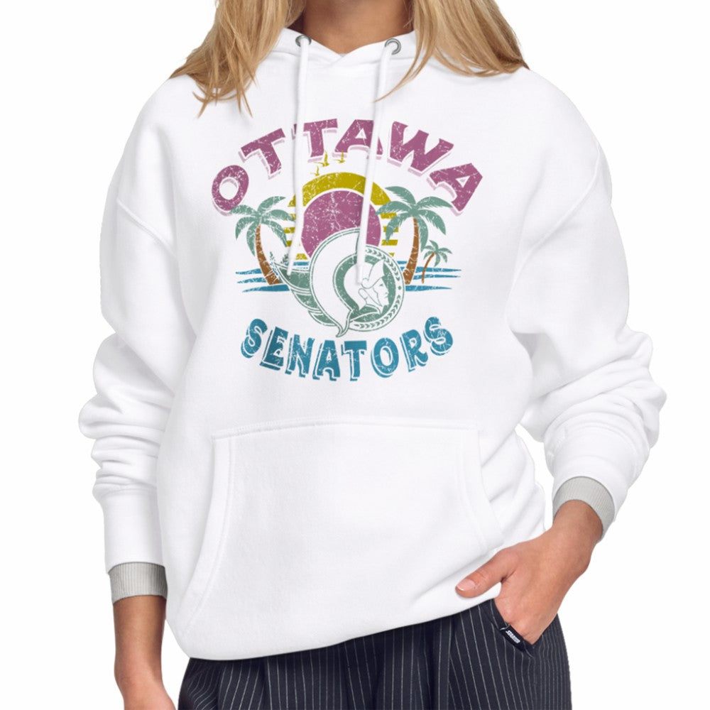 Ottawa Senators Starter Women's Tonal Beach Hoodie - White | NHL Clearance