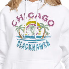 Chicago Blackhawks Starter Women's Tonal Beach Hoodie - White | NHL Clearance