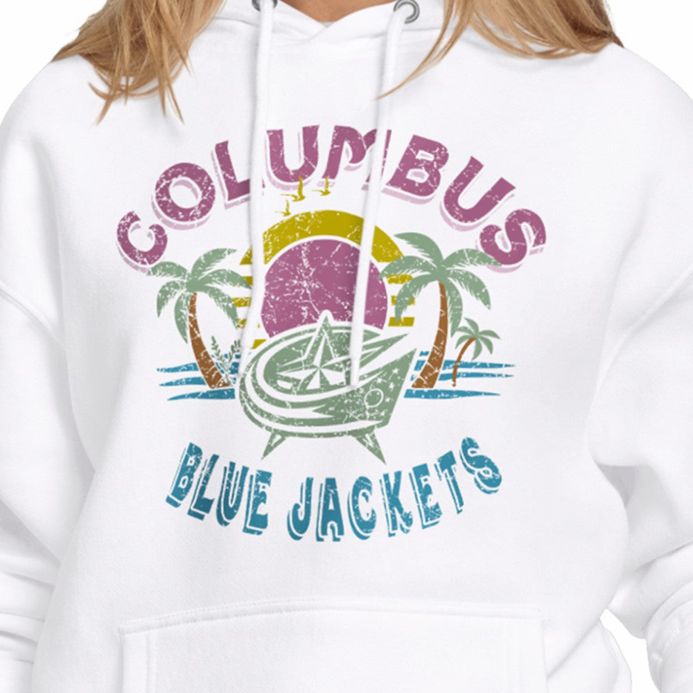 Columbus Blue Jackets Starter Women's Tonal Beach Hoodie - White | NHL online