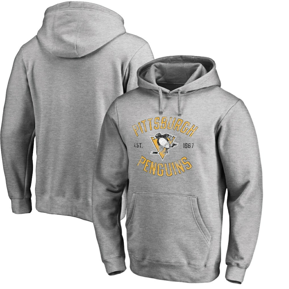 Pittsburgh Penguins Heritage Pullover Hoodie - Ash | NHL Lifestyle