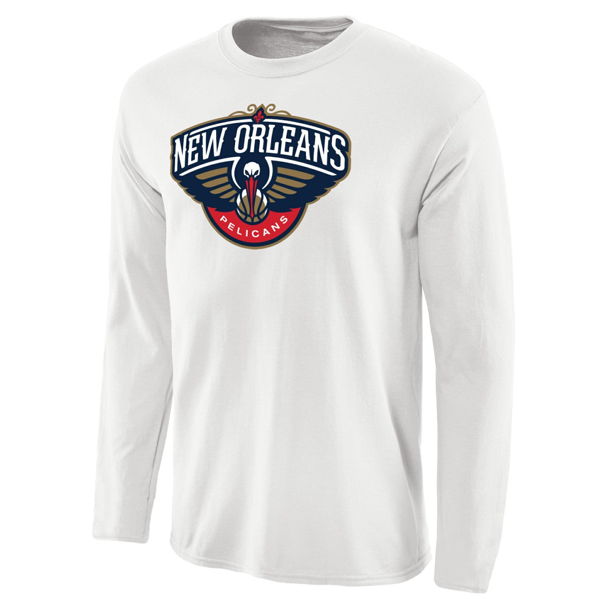 New Orleans Pelicans Primary Logo Long Sleeve T-Shirt White