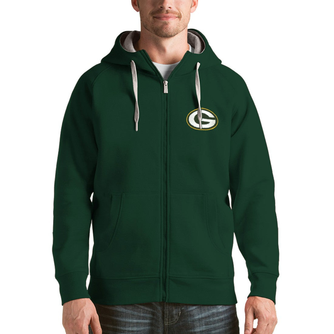 Green Bay Packers Antigua Victory Full-Zip Hoodie - Green - NFL