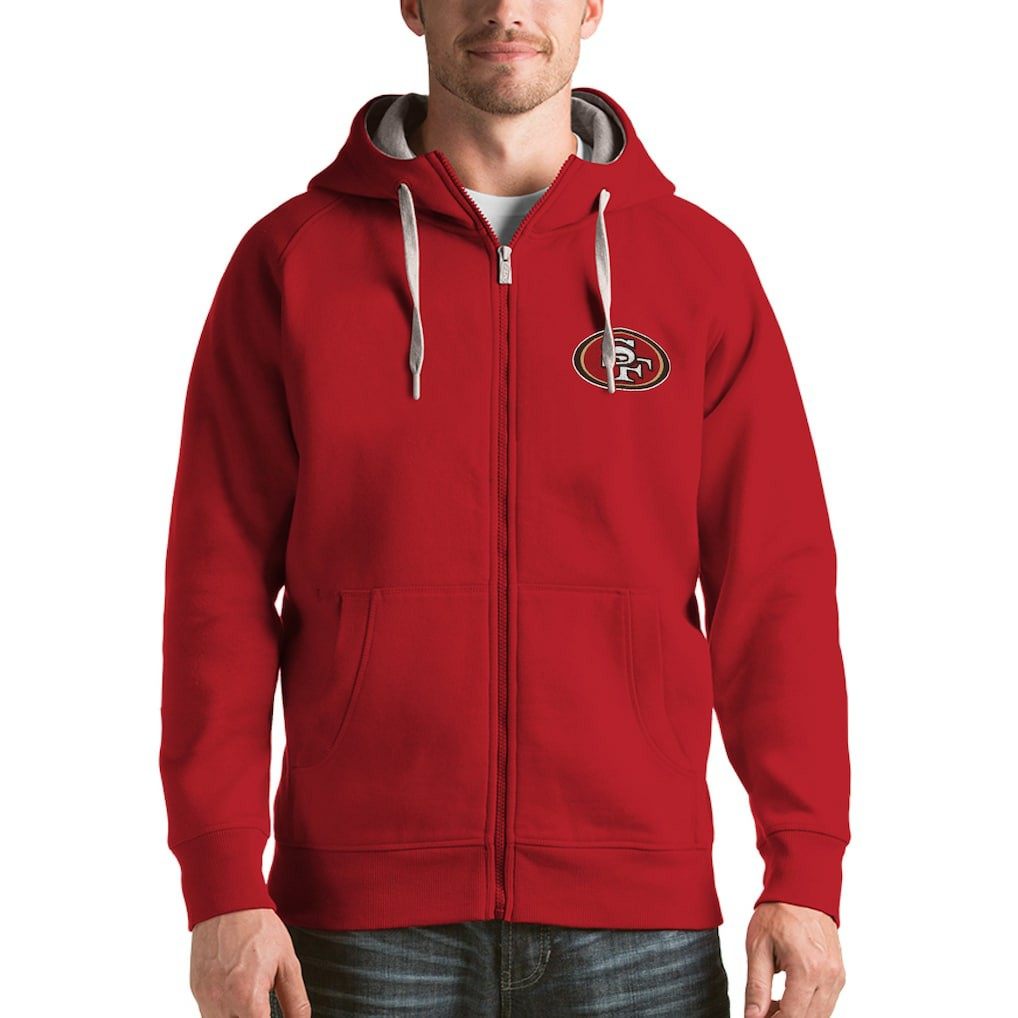 San Francisco 49ers Antigua Victory Full-Zip Hoodie - Scarlet - NFL