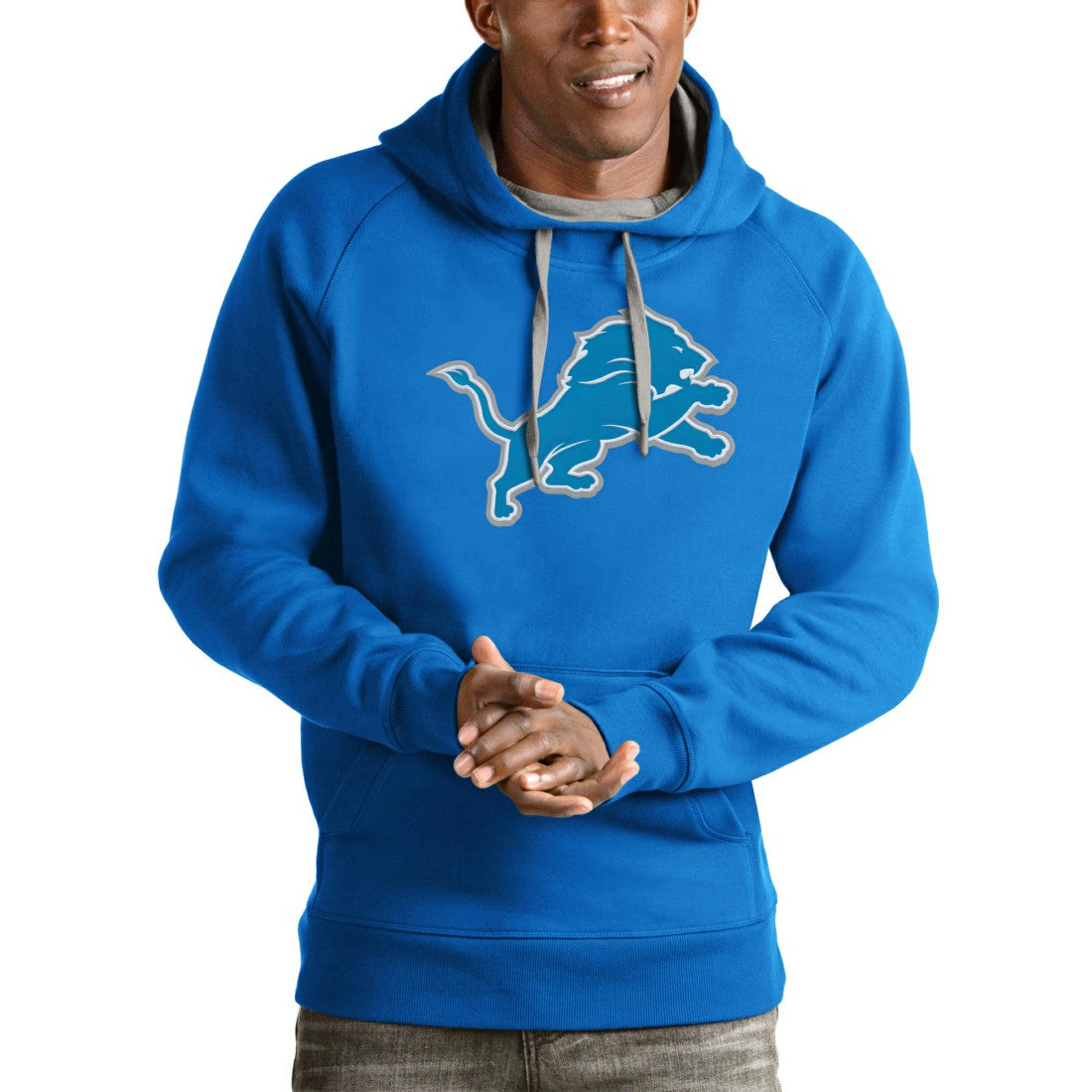 Detroit Lions Antigua Victory Pullover Hoodie - Blue - NFL