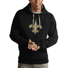 New Orleans Saints Antigua Victory Pullover Hoodie - Black - NFL