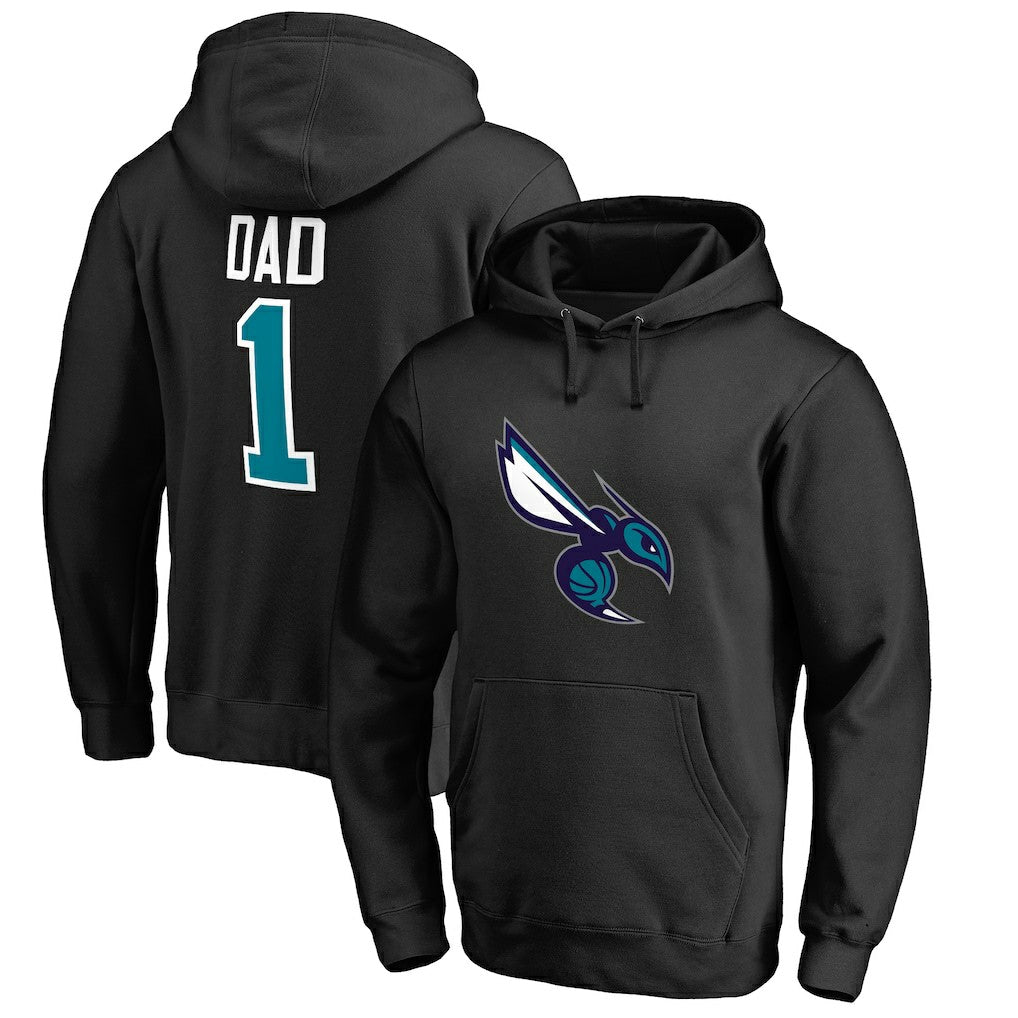 Charlotte Hornets #1 Dad Pullover Hoodie Black