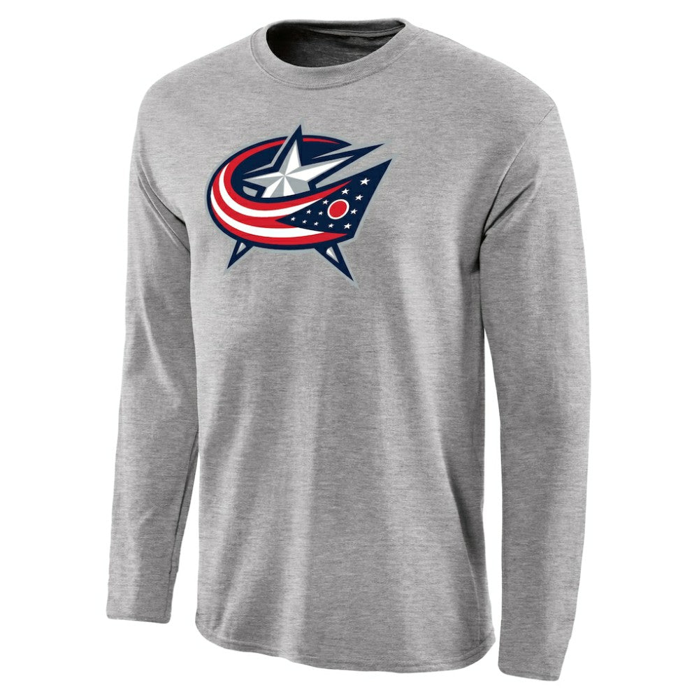 Columbus Blue Jackets Team Primary Logo Long Sleeve T-Shirt - Ash | NHL online