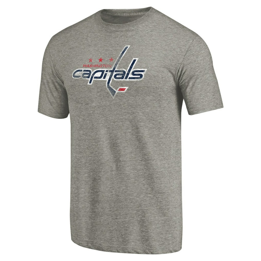 Washington Capitals Distressed Team Logo Tri-Blend T-Shirt - Ash | NHL Lifestyle