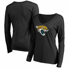 Jacksonville Jaguars Women's Primary Team Logo Long Sleeve T-Shirt - Black - NFL