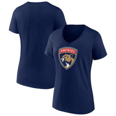 Florida Panthers Women's Primary Logo V-Neck T-Shirt - Navy | NHL Lifestyle