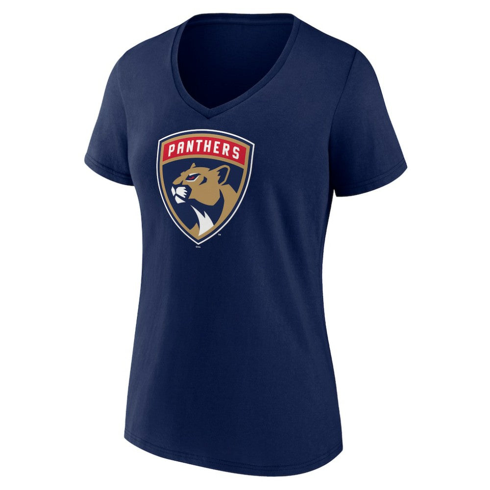 Florida Panthers Women's Primary Logo V-Neck T-Shirt - Navy | NHL Lifestyle