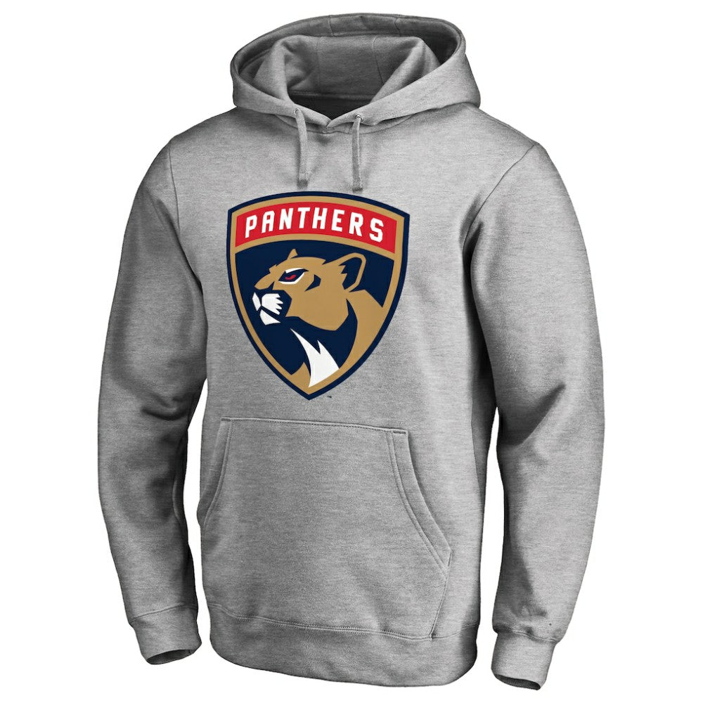 Florida Panthers Primary Team Logo Fleece Fitted Pullover Hoodie - Heather Gray | NHL discount