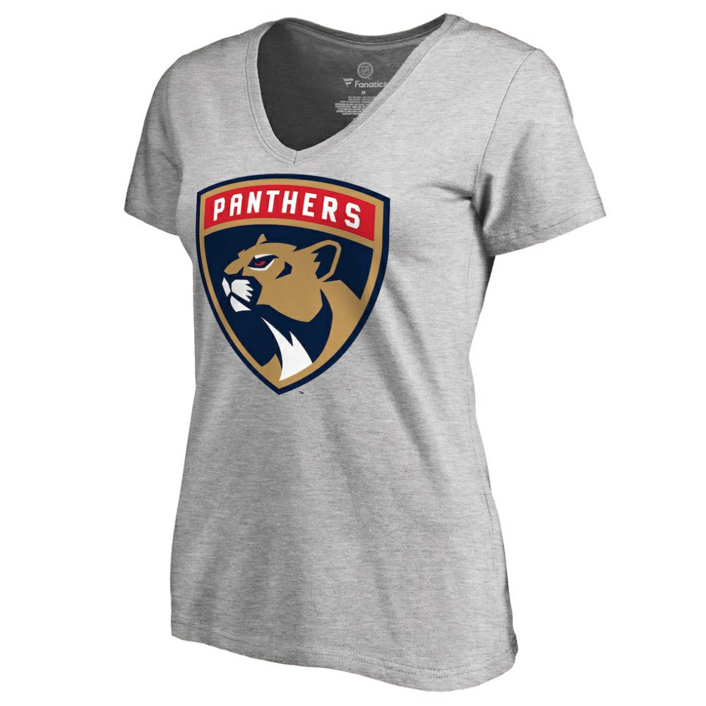 Florida Panthers Women's Primary Logo V-Neck T-Shirt - Heather Gray | NHL near me