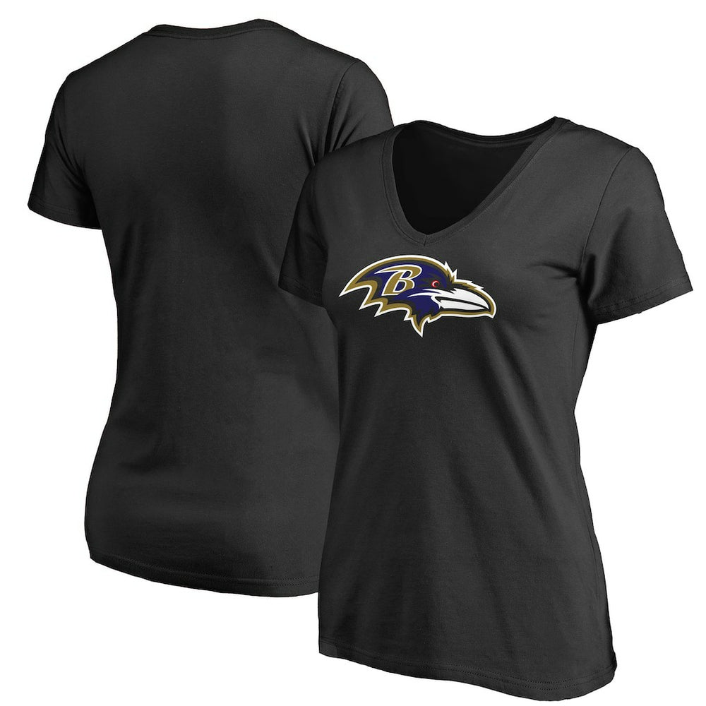 Baltimore Ravens Women's Primary Team Logo V-Neck T-Shirt - Black - NFL