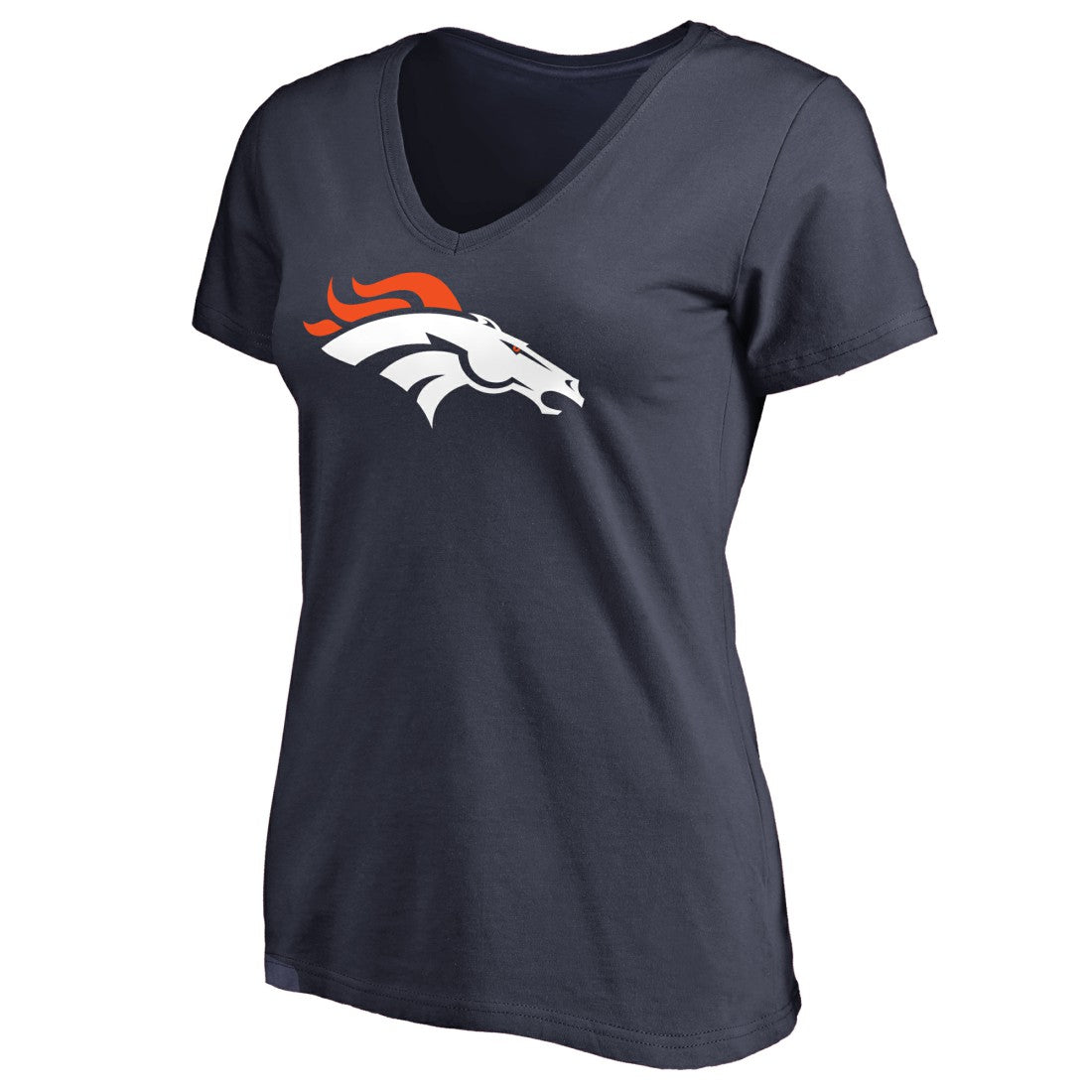 Denver Broncos Pro Line Women's Primary Team Logo 2 V-Neck T-Shirt - Navy - NFL