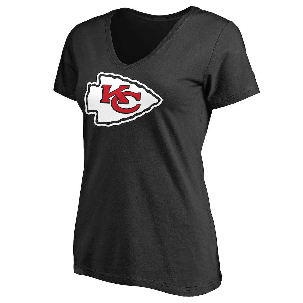 Kansas City Chiefs Women's Primary Team Logo V-Neck T-Shirt - Black - NFL
