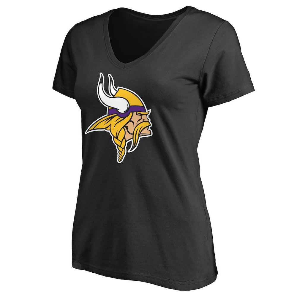 Minnesota Vikings Women's Primary Team Logo V-Neck T-Shirt - Black - NFL