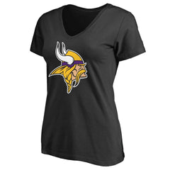 Minnesota Vikings Women's Primary Team Logo V-Neck T-Shirt - Black - NFL