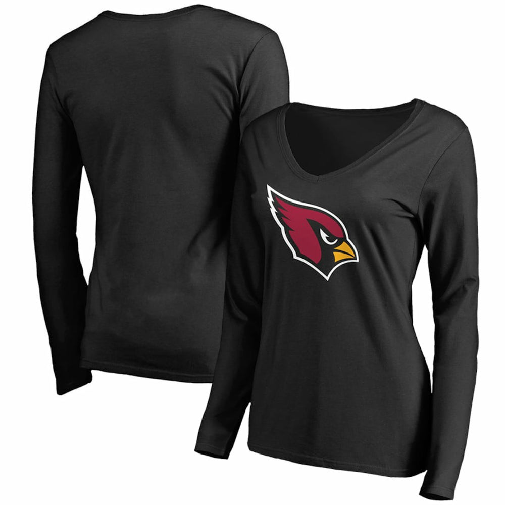 Arizona Cardinals Women's Primary Team Logo V-Neck Long Sleeve T-Shirt - Black - NFL