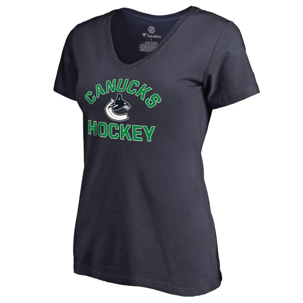 Vancouver Canucks Women's Overtime V-Neck T-Shirt - Navy | NHL near me